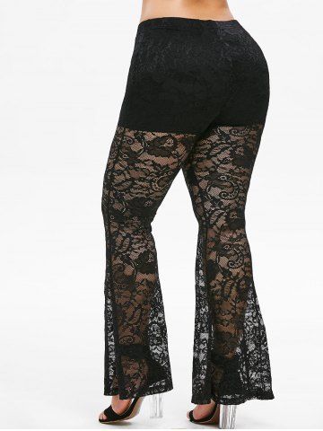

Plus Size Lace Flare Pants, Black