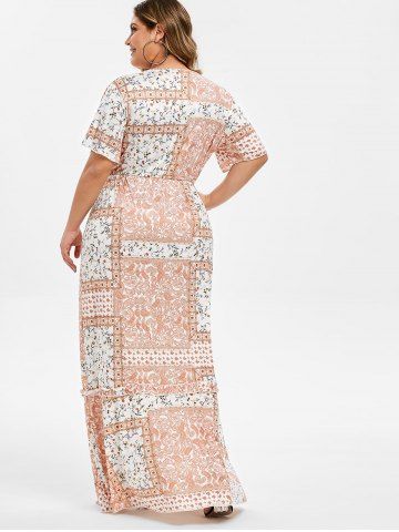 

Plus Size Floral Front Slit Maxi Dress, Apricot