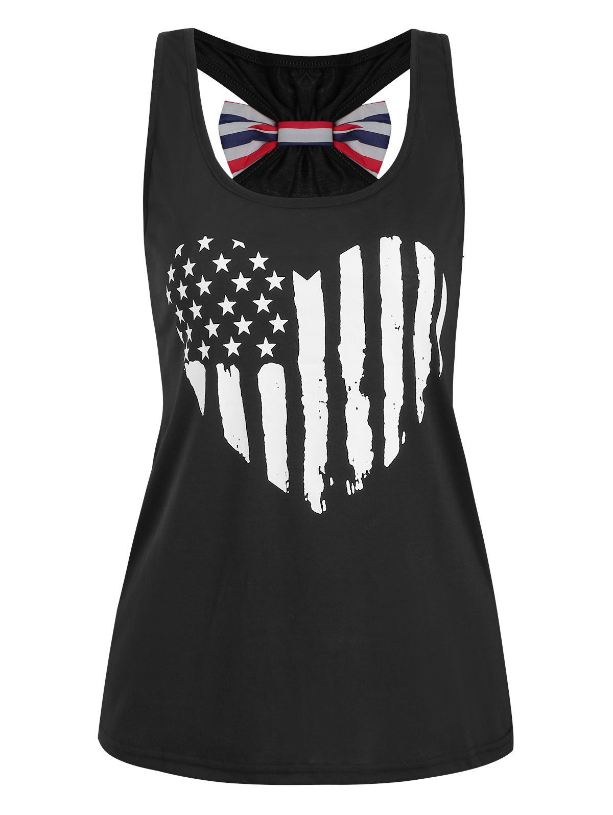 

Flag Bowknot Racerback Tank Top, Black