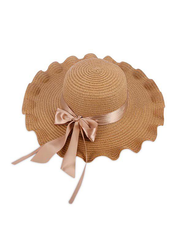 

Wavy Edge Bow Straw Hat, Tiger orange