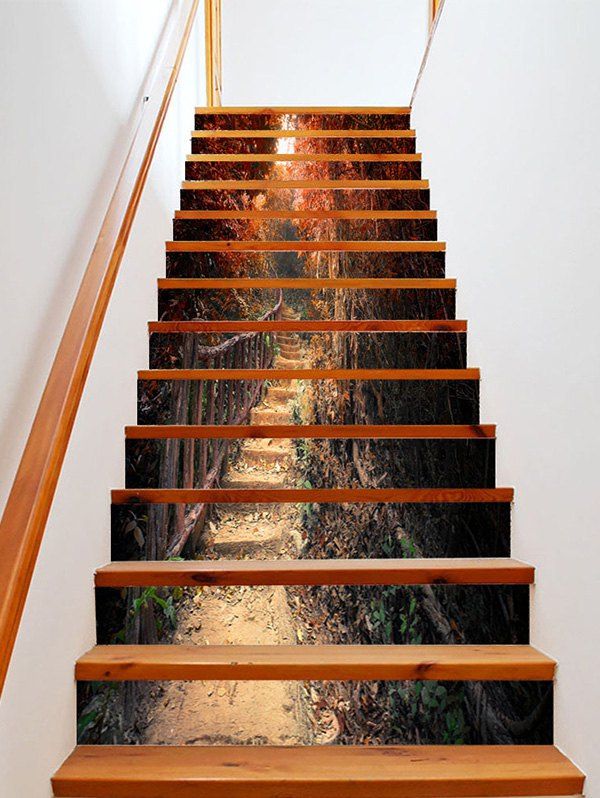 

Mountain Bridge Printed Removable Stair Stickers, Brown