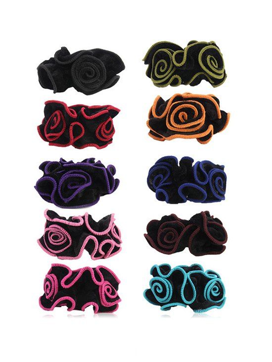 

10Pcs Velvet Wavy Edge Scrunchies Set, Multi-a