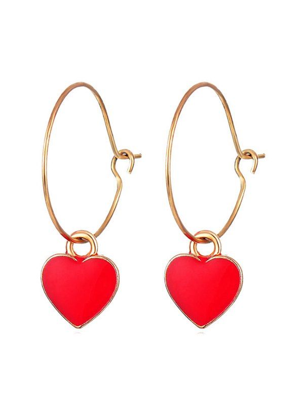 

Heart Shape Hoop Earrings, Red