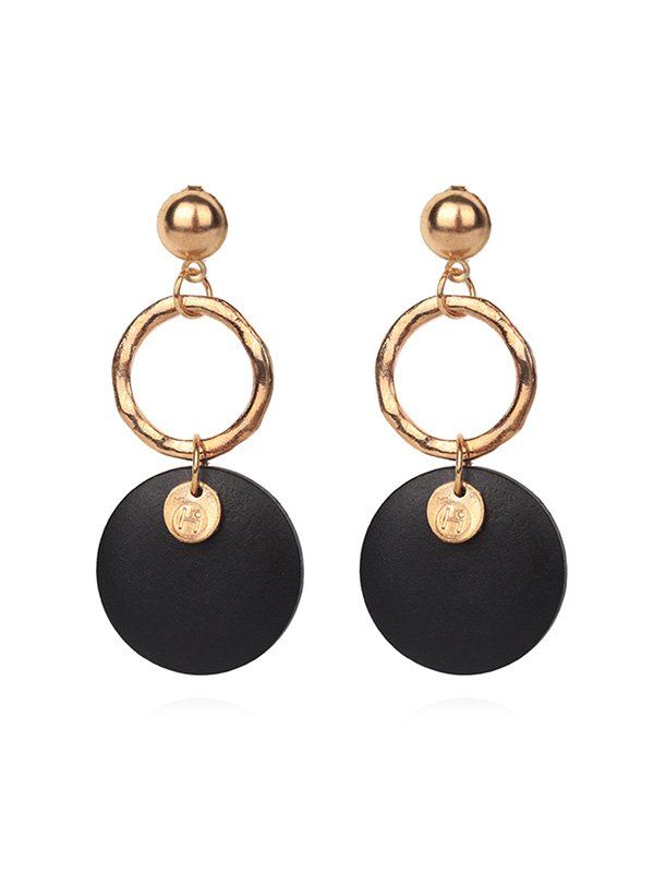 

Double Round Pendant Earrings, Black