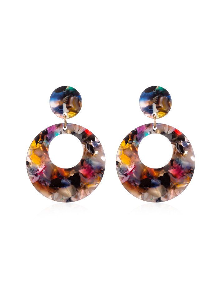 

Round Geometric Stud Drop Earrings, Multi-a