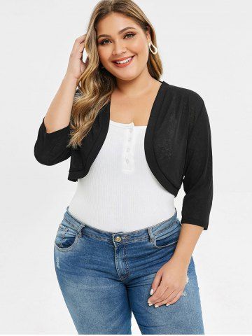 

Plus Size Ribbed Trim Crop Top, Black