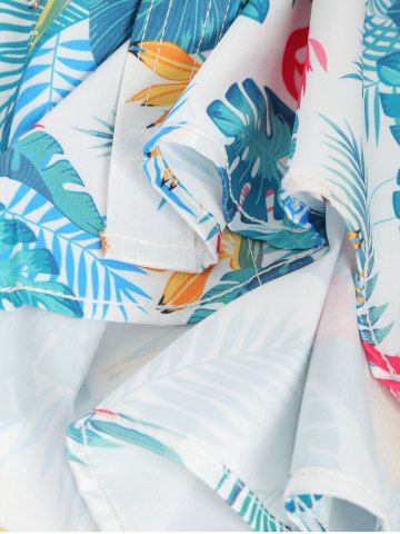 

Flamingo Leaf Print Long Sleeves Shirt, White