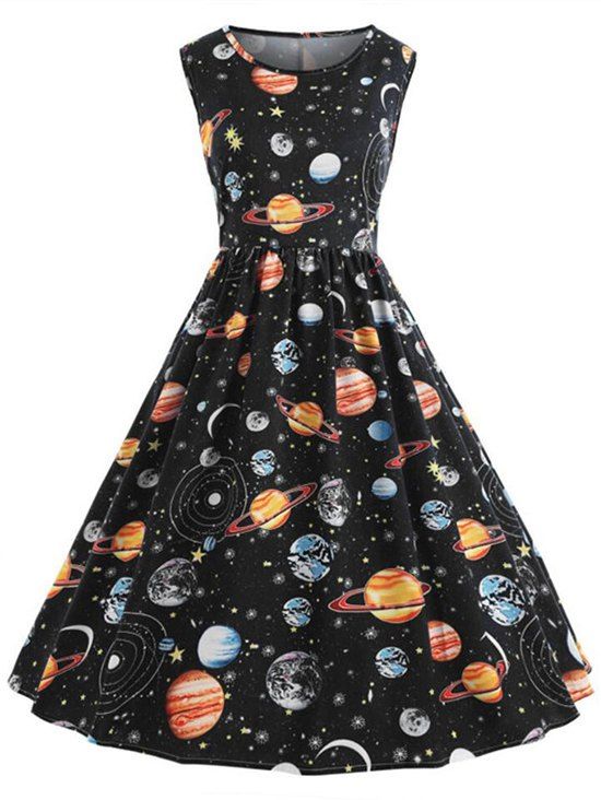

Planet Outer Space Sleeveless Dress, Multi-b