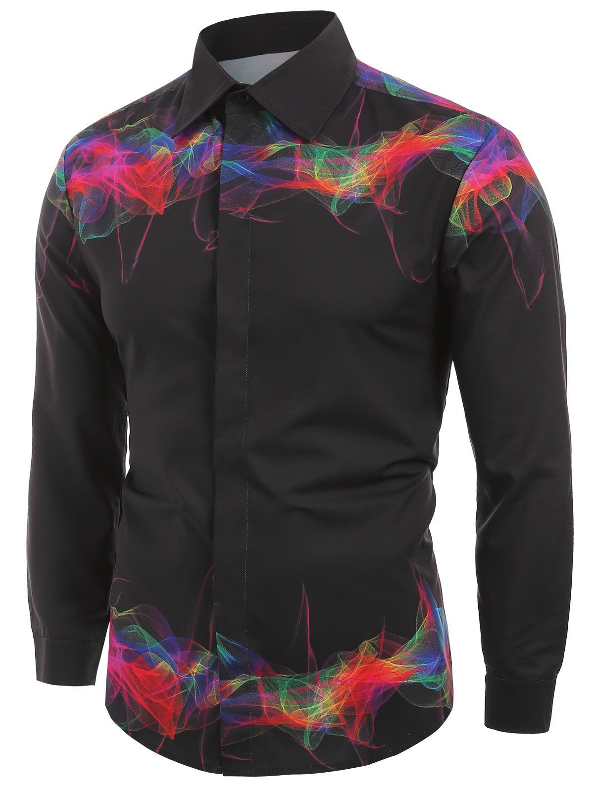 

Leisure Print Long Sleeves Shirt, Black