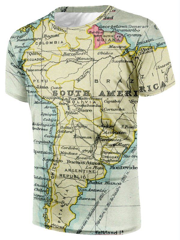 

South American Map Print Casual T-shirt, Multi