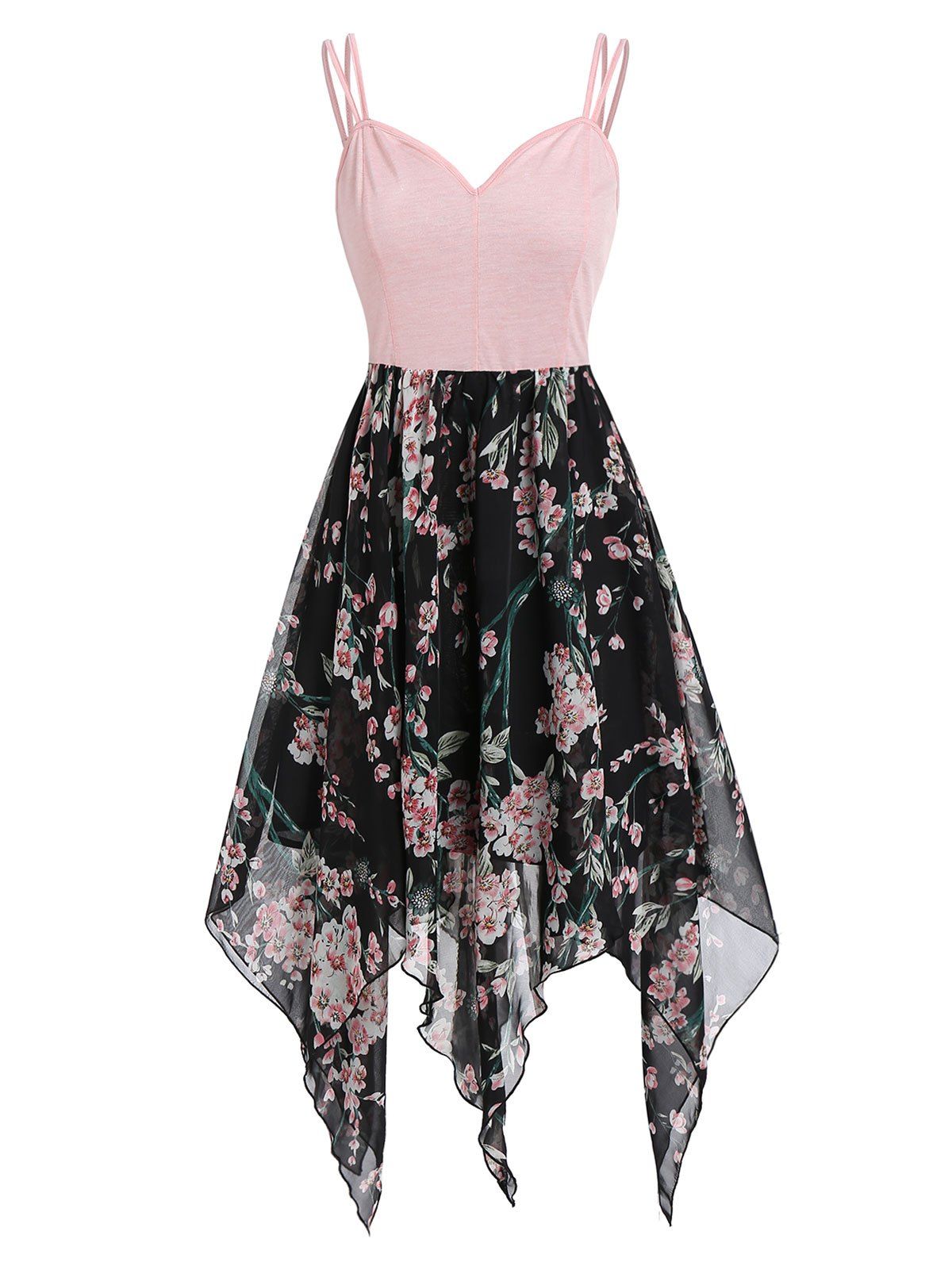 

Floral Handkerchief Asymmetric Cami Dress, Pink