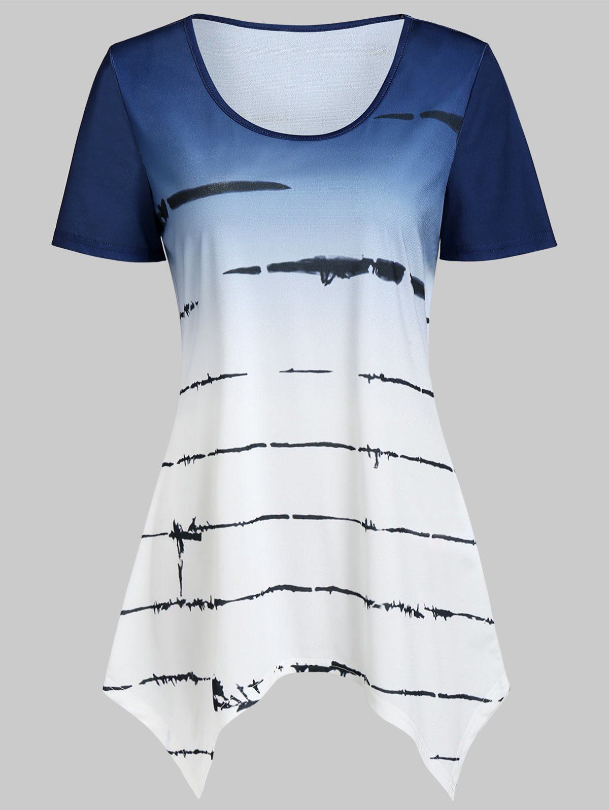 

Ombre Color Asymmetrical T-shirt, Multi-c