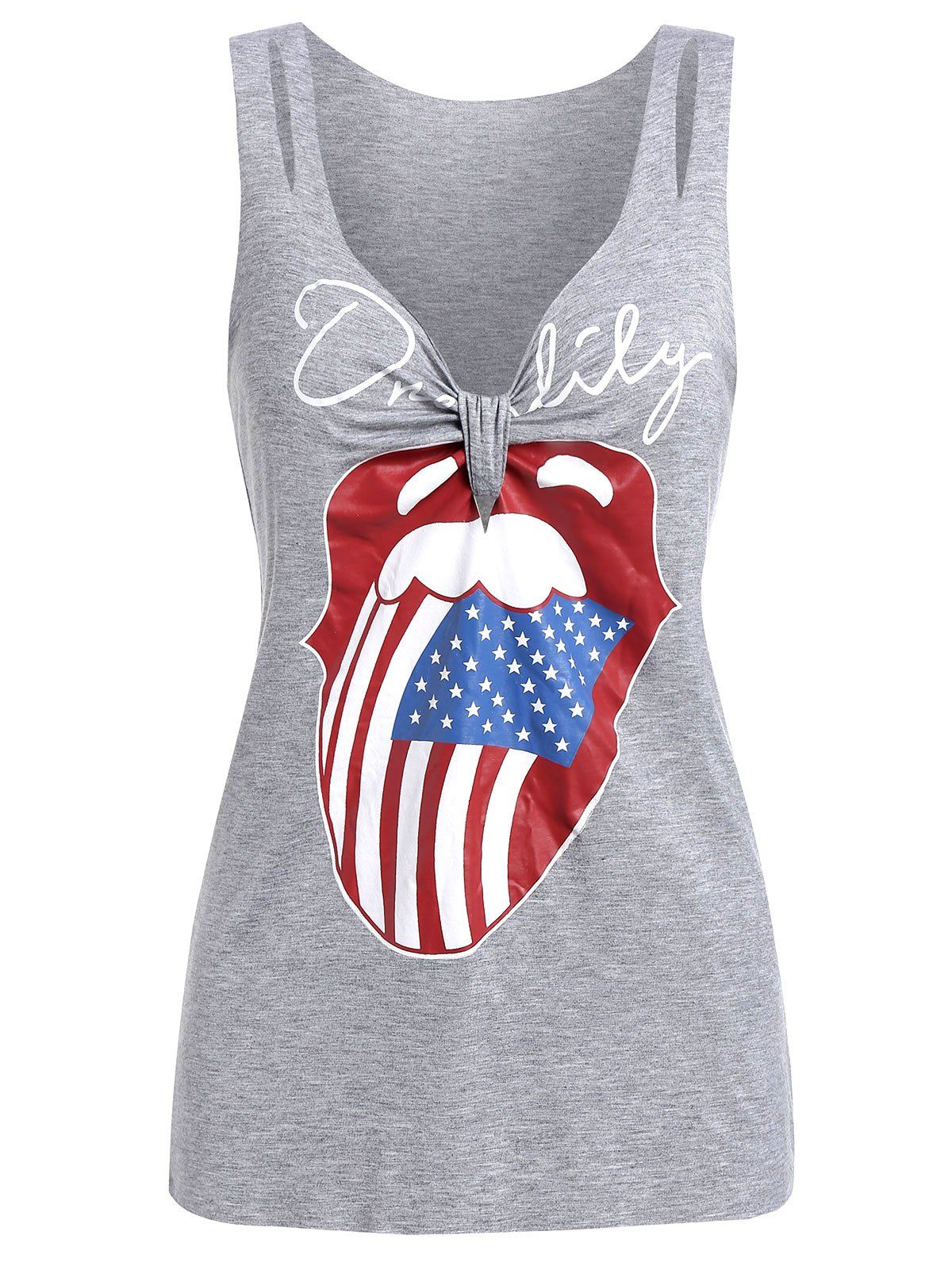 

Knotted American Flag Tank Top, Light gray