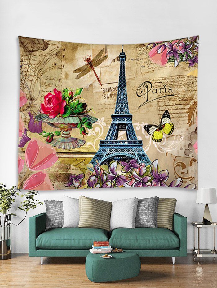 

Eiffel Tower Butterfly Print Art Decoration Wall Tapestry, Multi-b