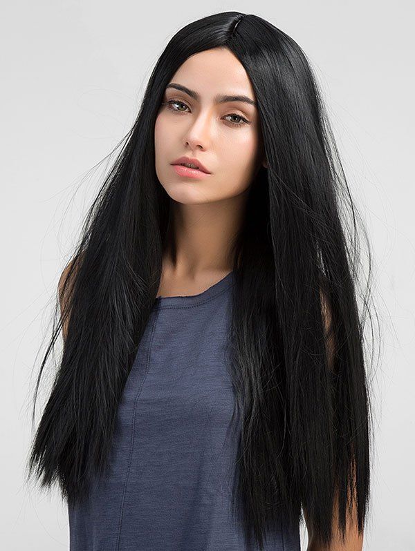 

Straight Long Middle Parting Synthetic Wig, Black