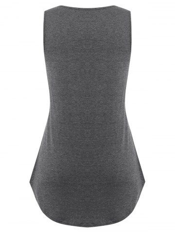 

Plus Size Lace Panel Flare Tank Top, Battleship gray