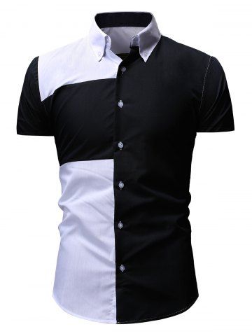 

Two Tone Panel Casual Shirt, Black