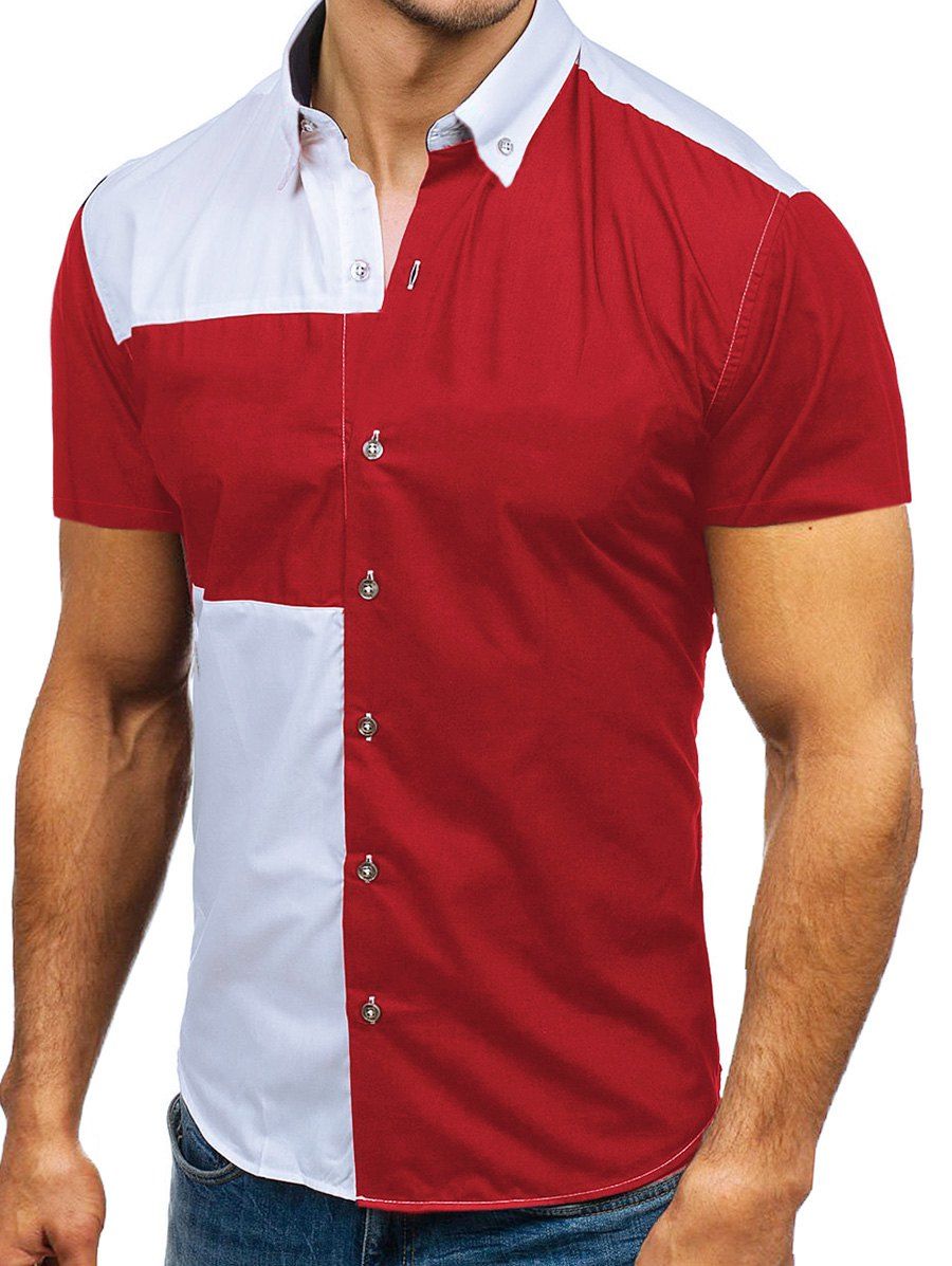 [54% OFF] Two Tone Panel Casual Shirt | Rosegal