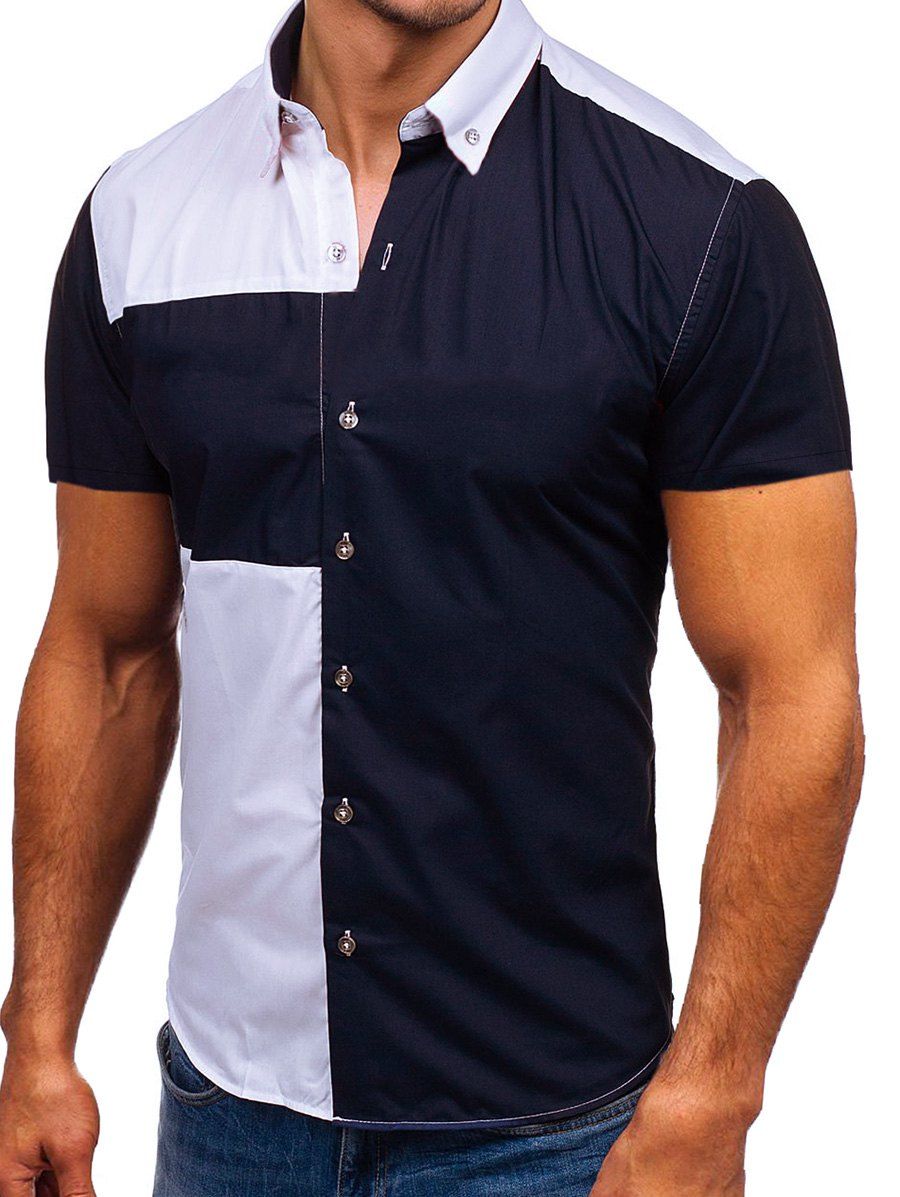 

Two Tone Panel Casual Shirt, Cadetblue