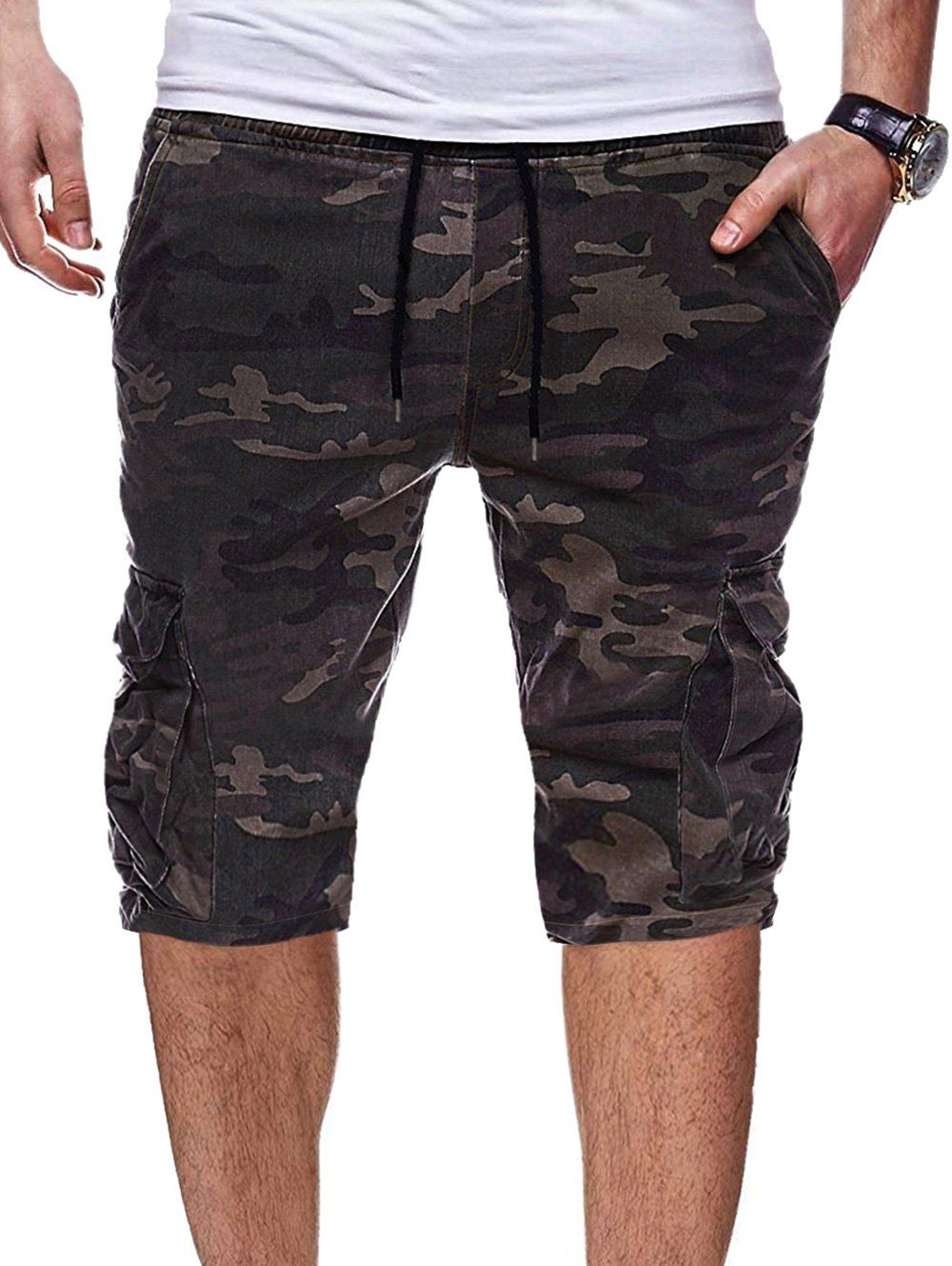 

Camouflage Print Pocket Design Shorts, Acu camouflage
