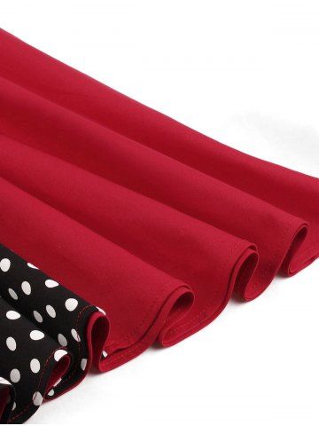 

Polka Dot Panel Button Vintage Dress, Red