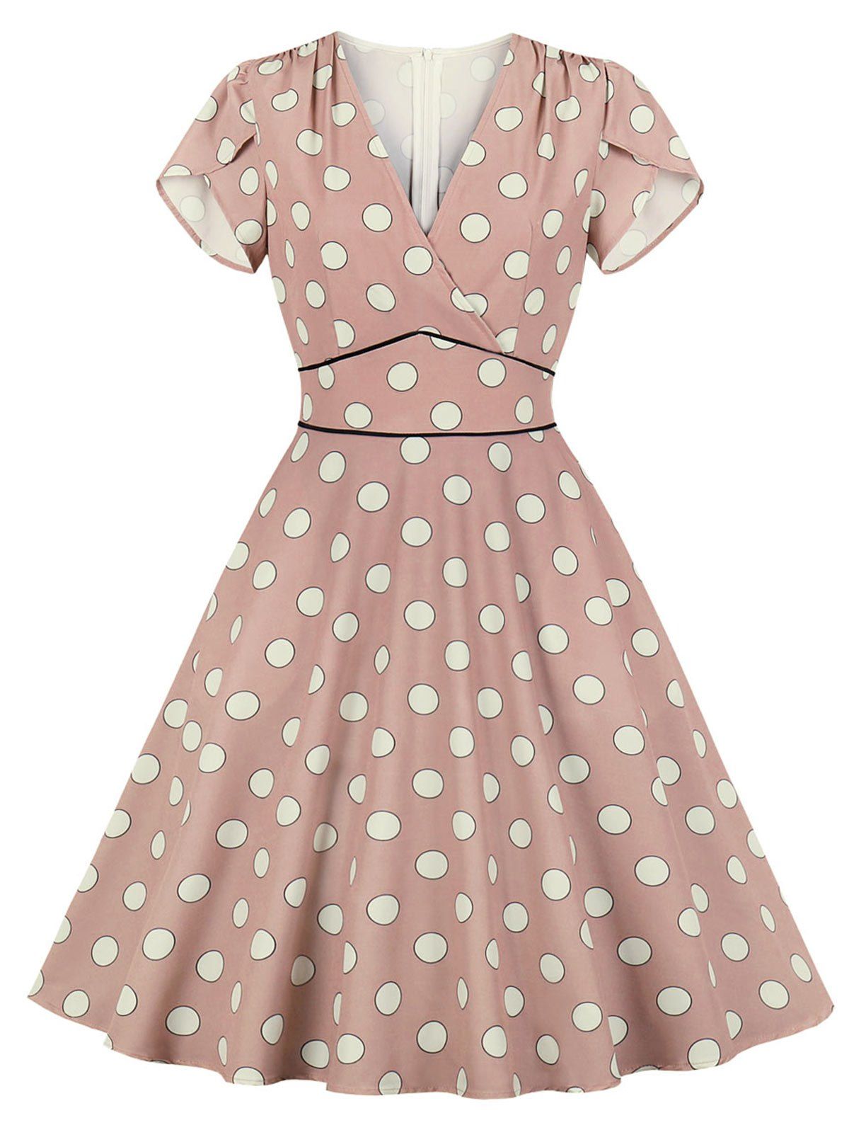 

Petal Sleeve Polka Dot Dress, Pink rose