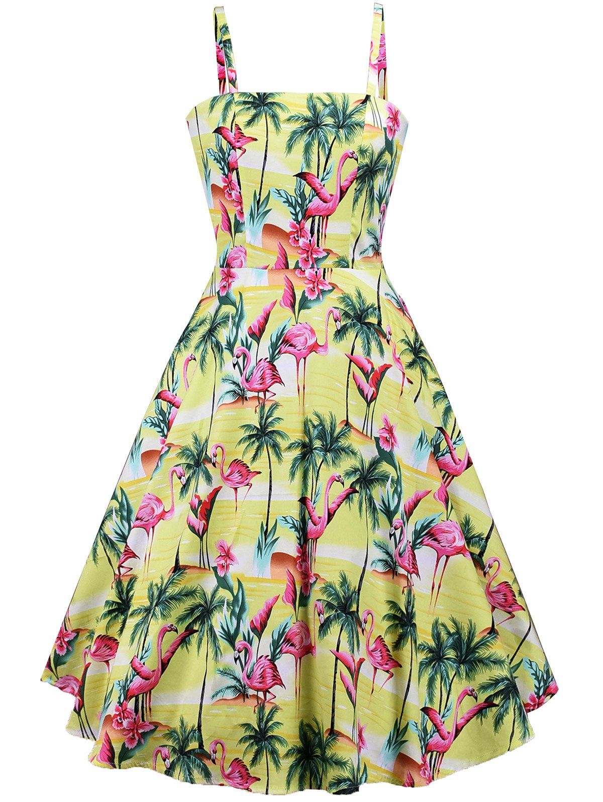 

Animal Print A Line Zippered Dress, Corn yellow