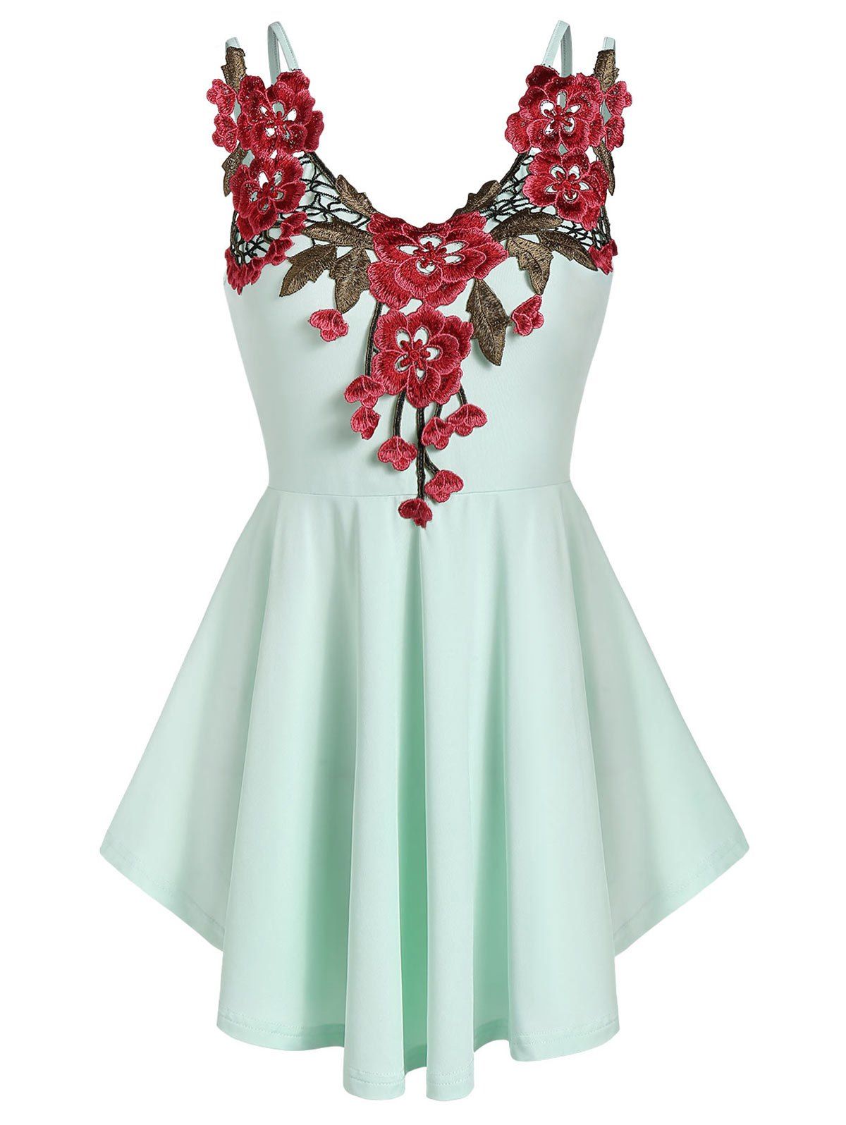 

Cami Flare Embroidered Tank Top, Light aquamarine