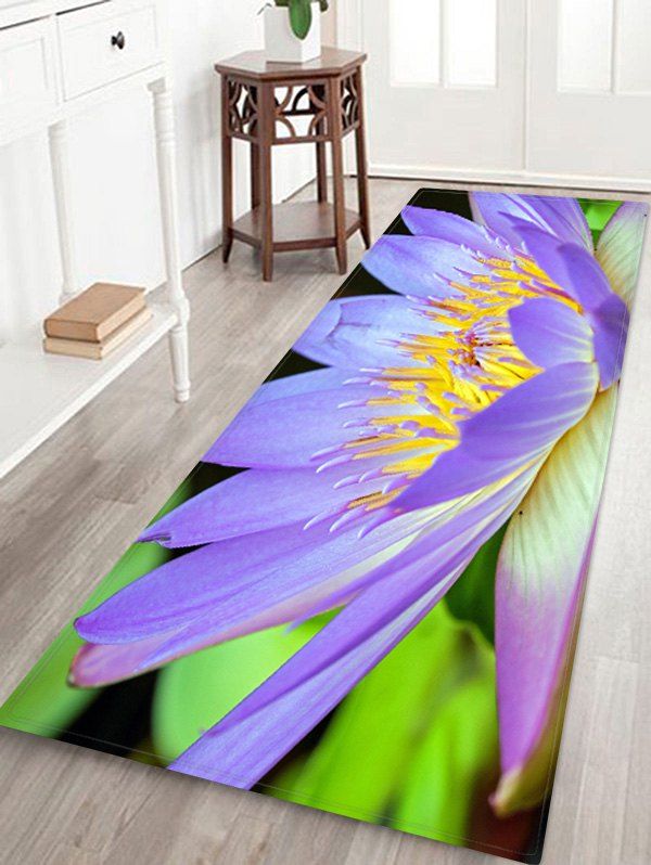 

Lotus Flower Pattern Water Absorption Area Rug, Light slate blue