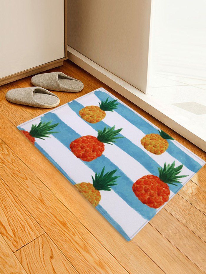 

Stripe and Pineapple Pattern Water Absorption Area Rug, Blue ivy