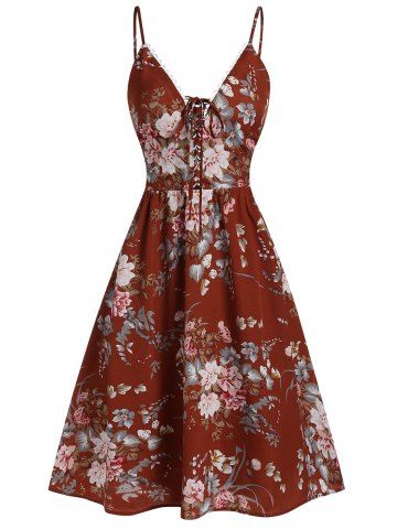 Cami Floral Print Lace Up Dress