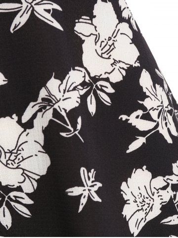 

Plus Size Floral Print Asymmetric Tank Top, Jet black
