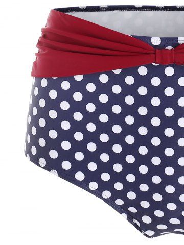 

Polka Dot Tiered Bowknot Tankini Set, Red wine