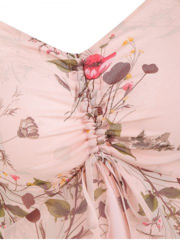 

Floral V Neck Longline Blouse, Deep peach