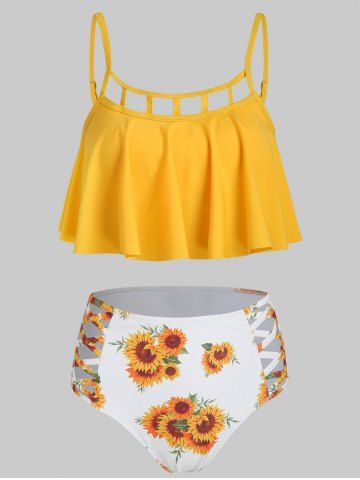 sunflower high waisted swimsuit