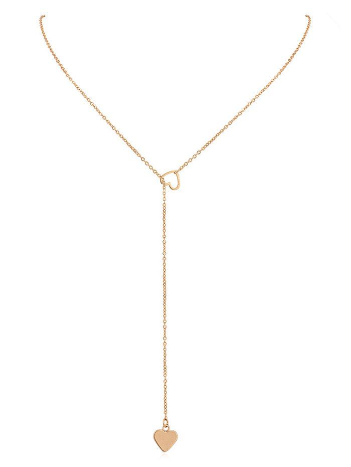 

Hollow Heart Shape Lariat Necklace, Gold