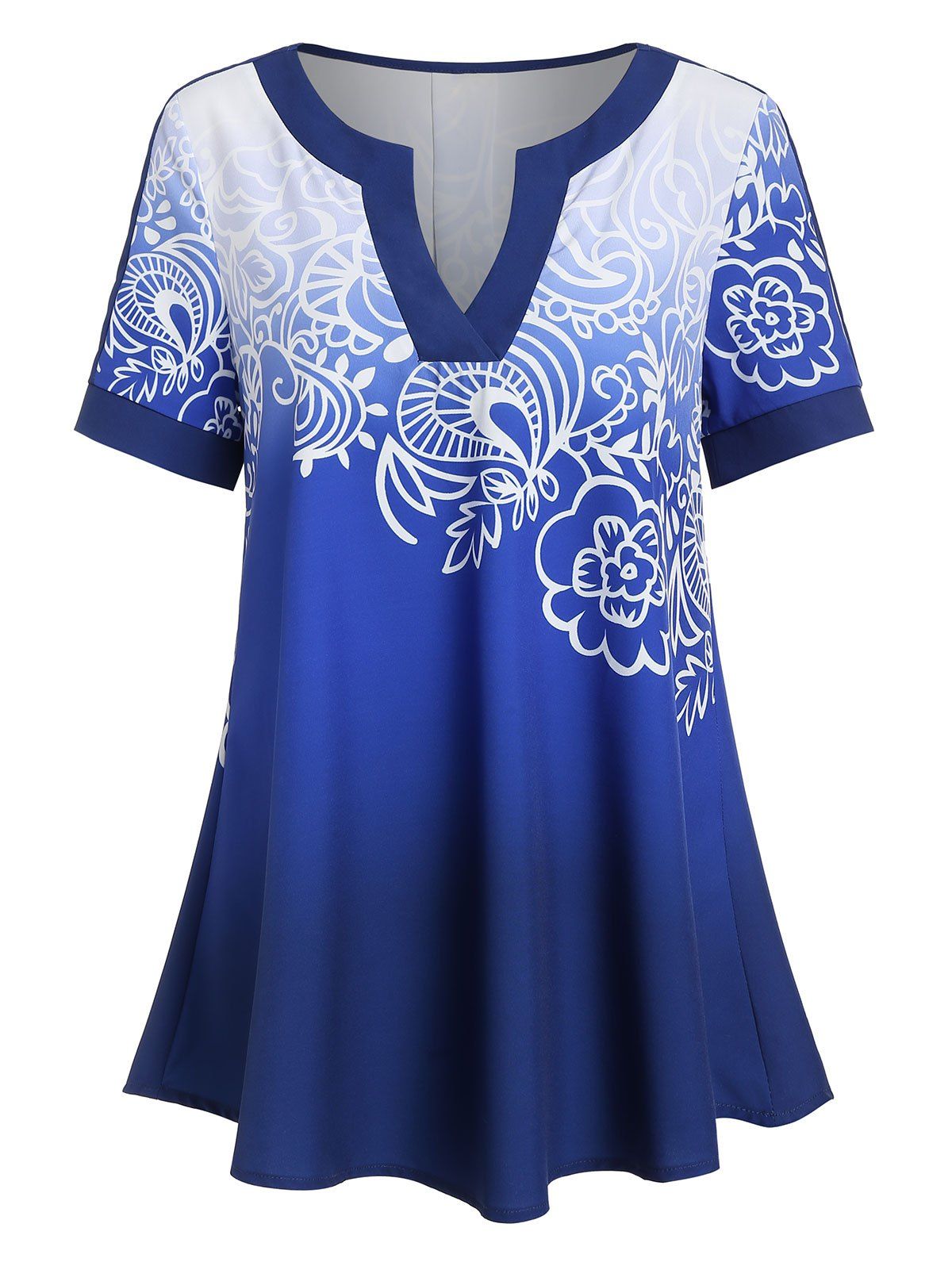 

Ombre A Line Printed Blouse, Cobalt blue