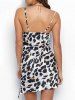 Leopard Slit Mini Cami Dress -  