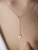 Hollow Heart Shape Lariat Necklace -  