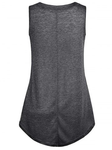 

Button Embellished Longline Tank Top, Ash gray