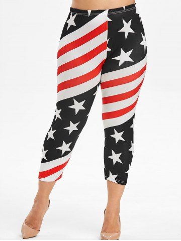 

Plus Size American Flag Leggings, Multi-a