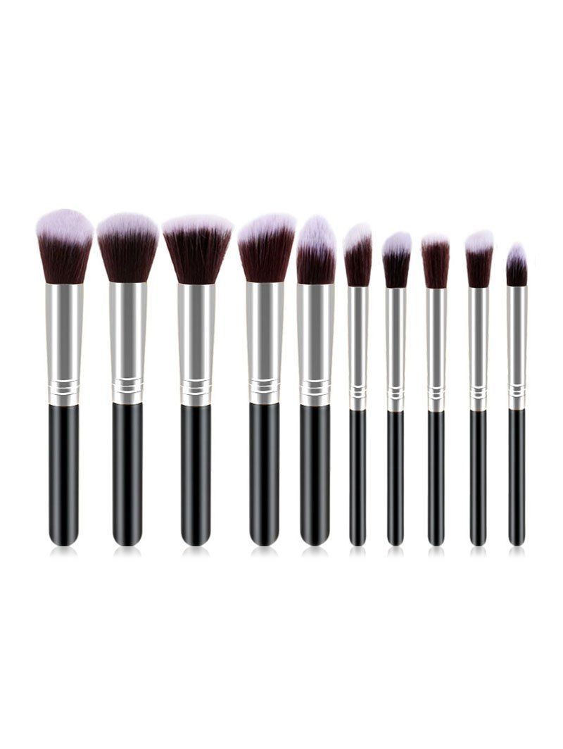 

Mini 10Pcs Powder Shadow Makeup Brushes, Silver