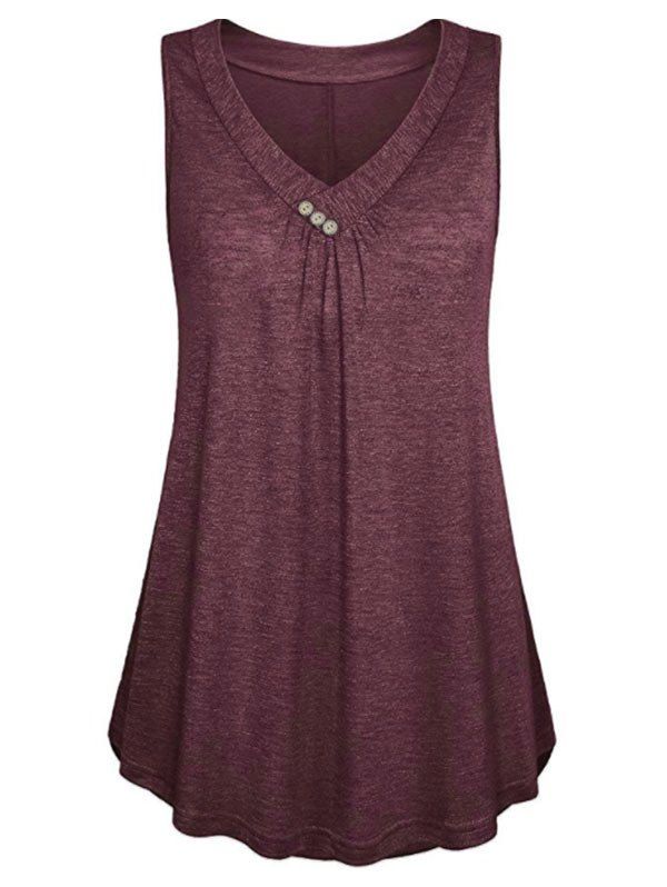 

Button Embellished Longline Tank Top, Firebrick