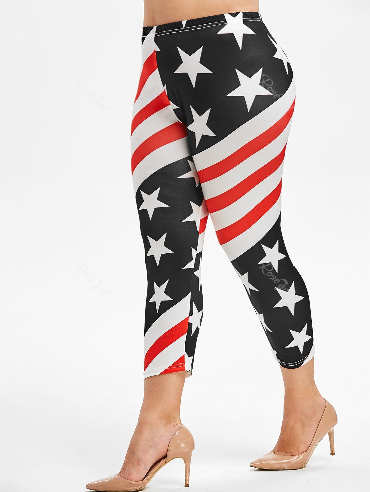 [55% OFF] Plus Size American Flag Leggings | Rosegal