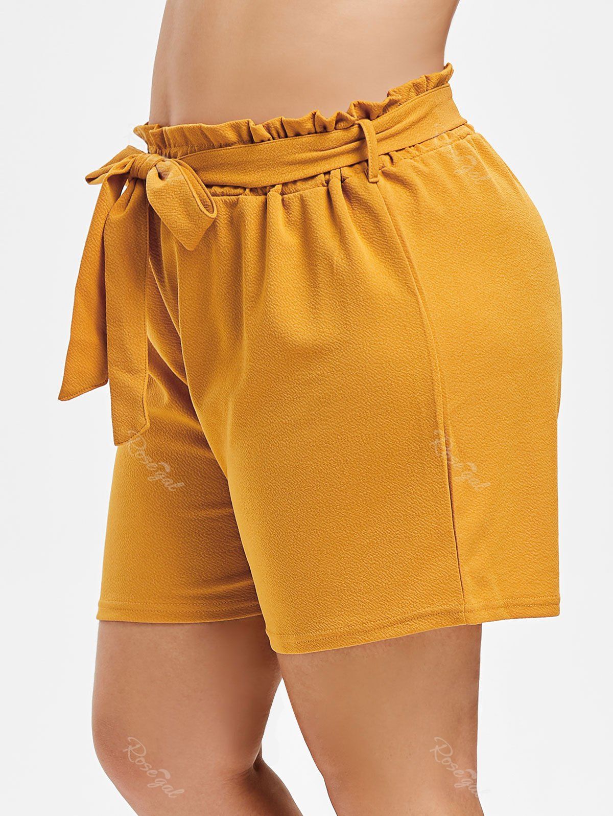 

Plus Size High Rise Paperbag Shorts, Corn yellow