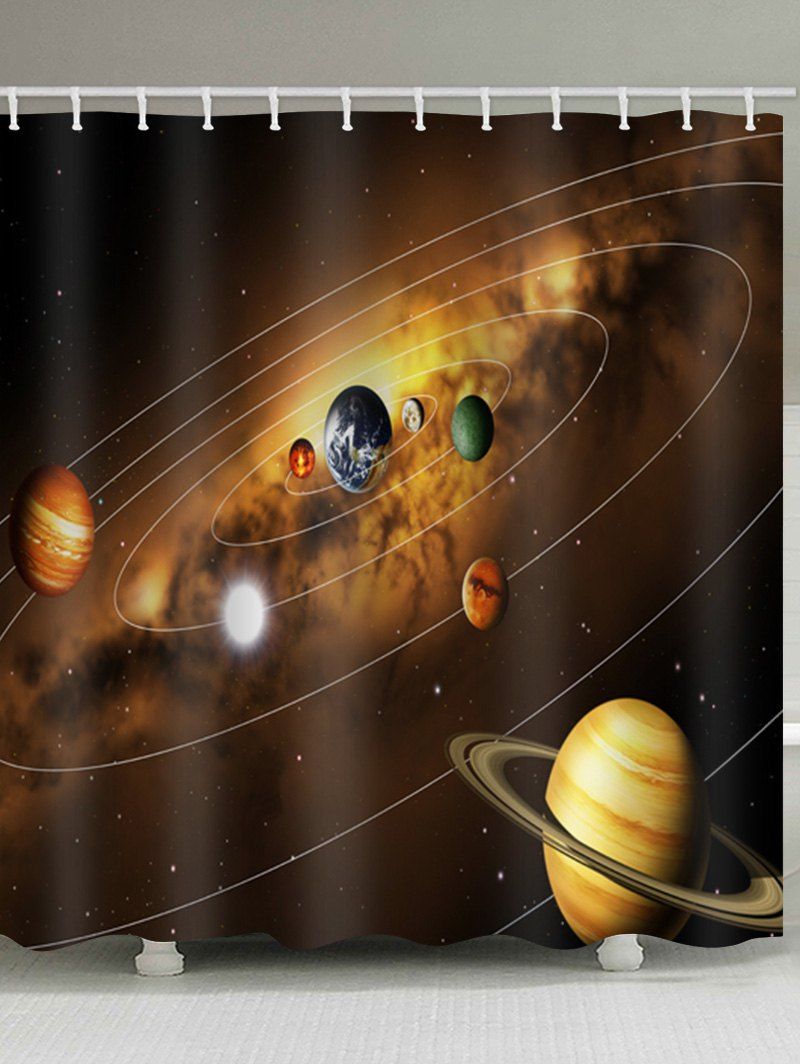 Solar System Print Waterproof Bathroom Shower Curtain