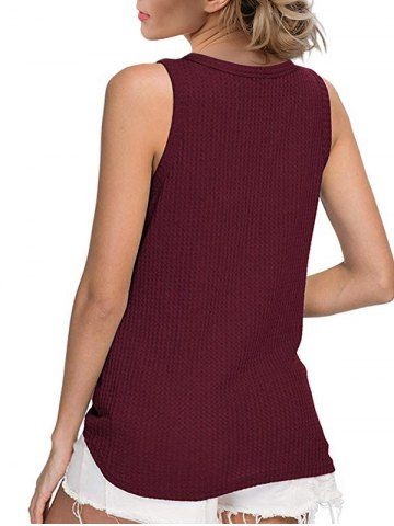 

Plunge Button Up Knitted Tank Top, Red wine