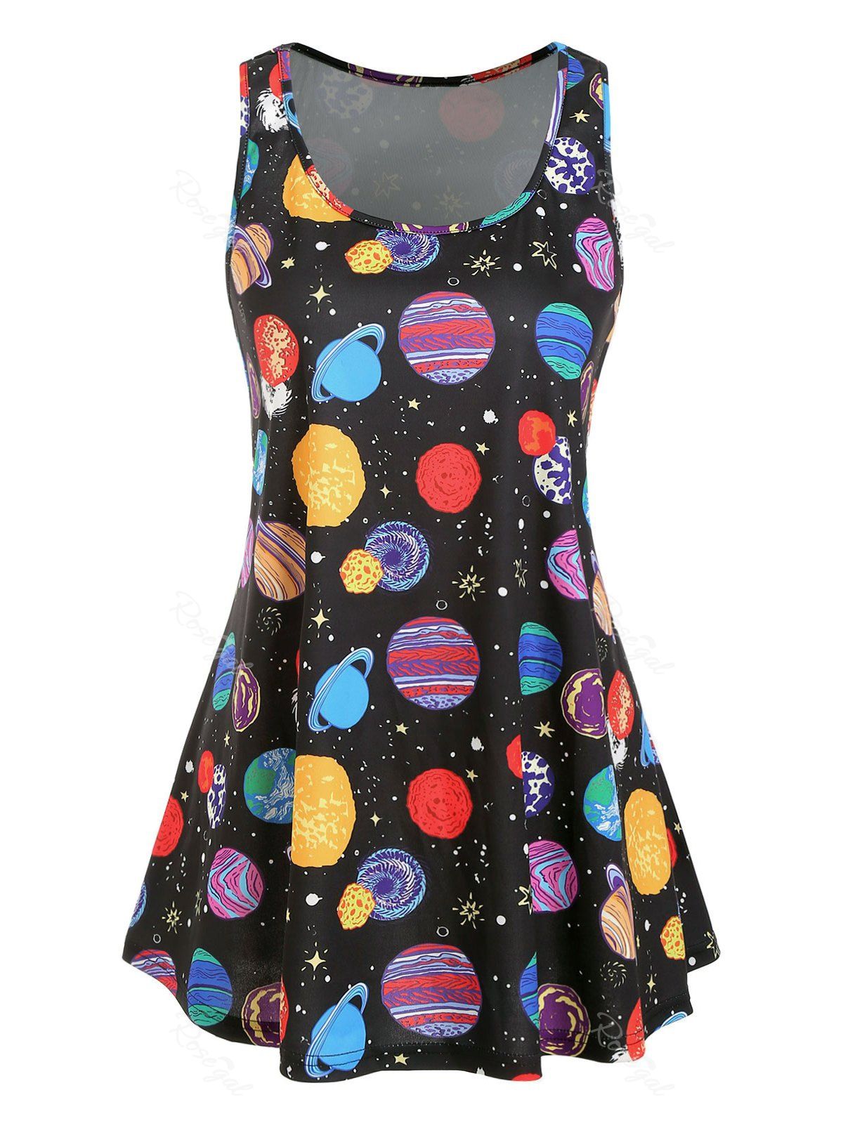

Plus Size Starry Sky Print Swing Tank Top, Black