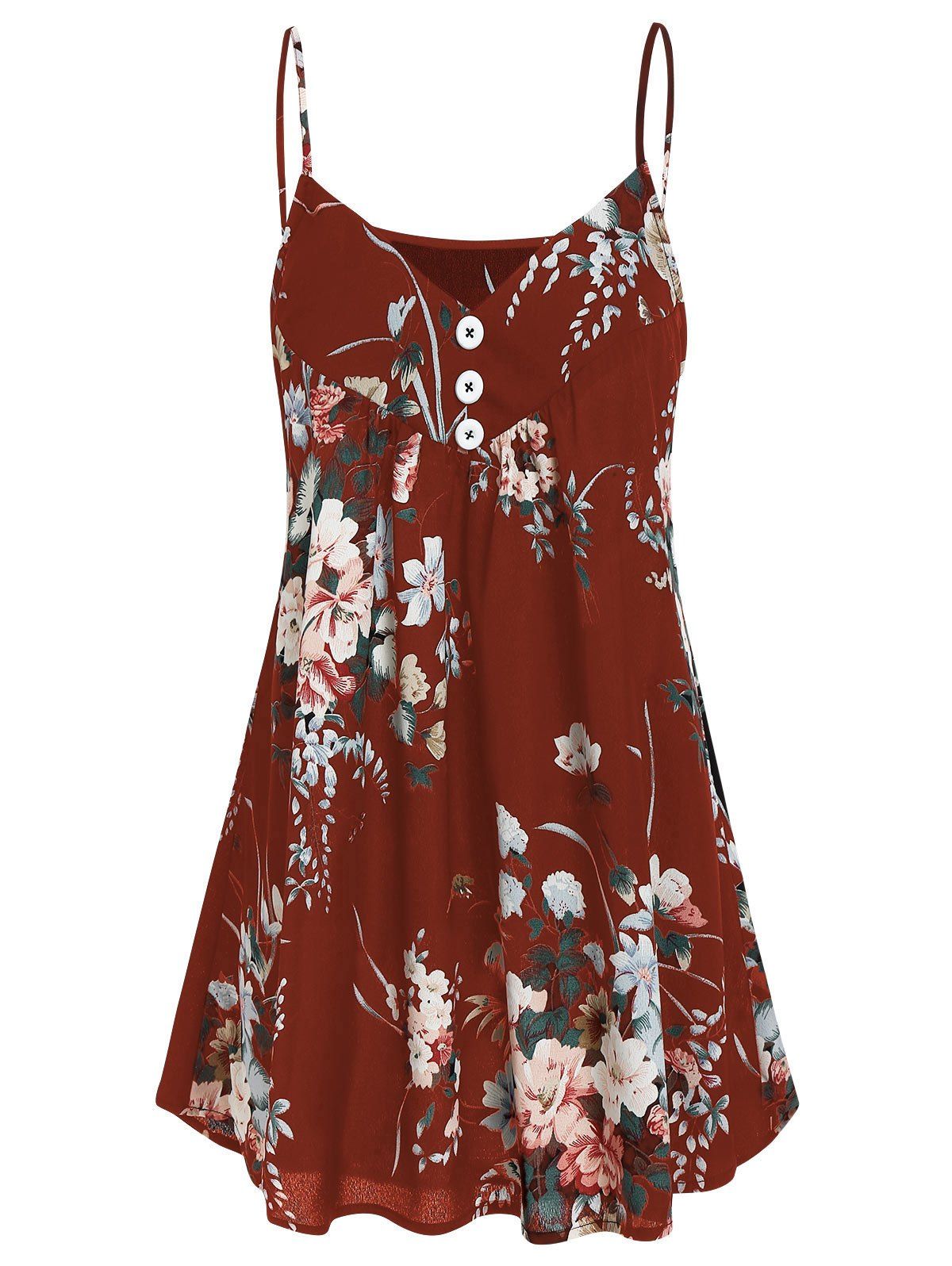 

Flower A Line Cami Top, Red wine