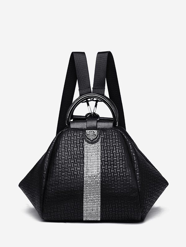 

Rhinestone Accent PU Leather Backpack, Black